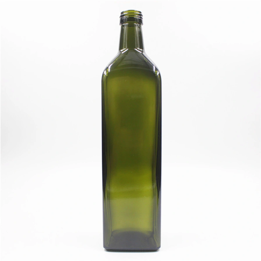 100ml 250ml 500ml 750ml 1000ml Square Glass Bottle Olive Oil Bottle Dark Green Oil & Vinegar Cruet Bottle with Pourers